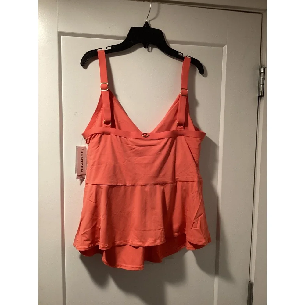 Jantzen Coral Cutie‎ Tankini Set 18W Tummy Control Surplice Wrap Swimsuit